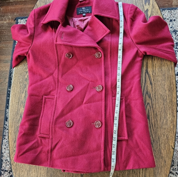 Collection by Gallery Red Wine Wool Double Breasted Pea Coat Size Women Medium - Picture 7 of 13